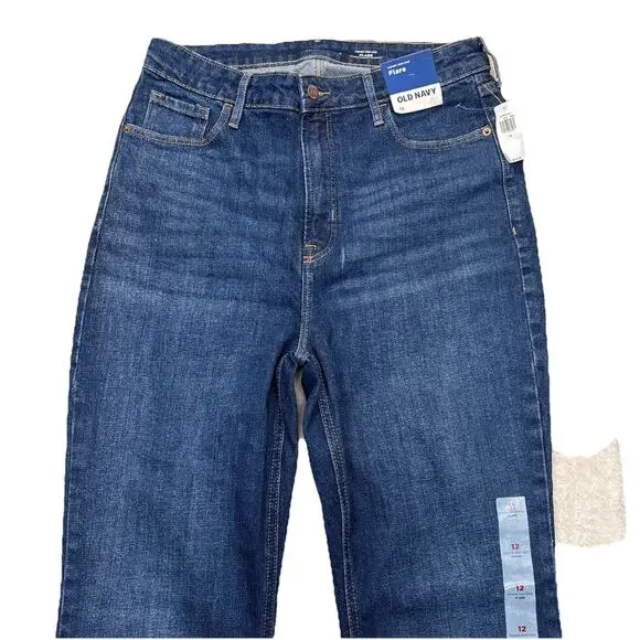 Old Navy Women's Size 12 Higher High-Rise Flare Jeans Secret Smooth Pockets New - Picture 3 of 14